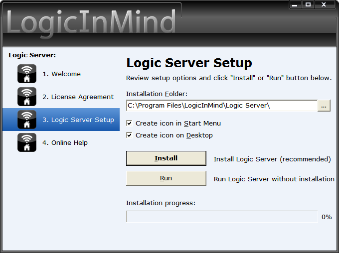 6. Review setup options and click Install